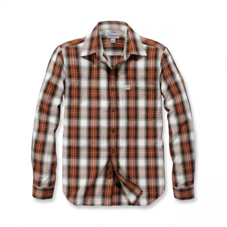 CARHARTT PLAID OPEN COLLAR SHIRT SEQUOIA