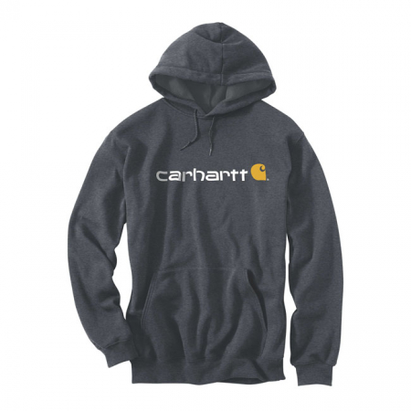 CARHARTT SIGNATURE LOGO HOODIE CARBON HEATHER