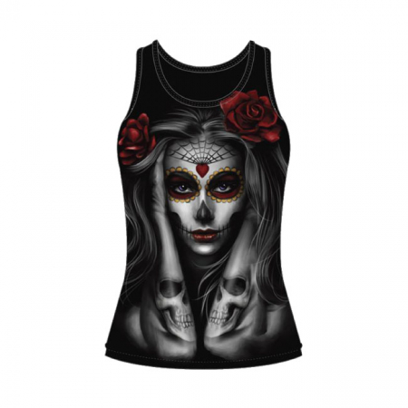 LT LETHAL ANGEL SKULL ARM TATTOO TANKTOP BLACK