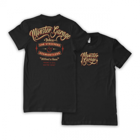 MONSTER GARAGE DISMANTLERS LADIES TEE BLACK