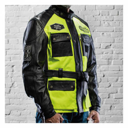 HOLY FREEDOM QUATTRO VISION LEATHER JACKET BLACK/FLUO YELLOW