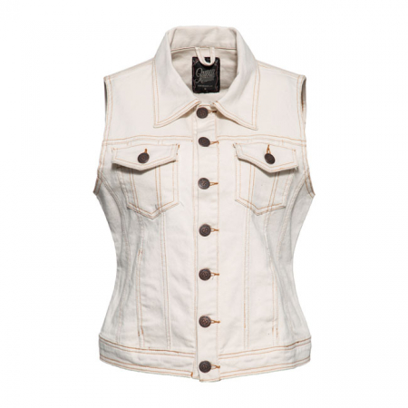 QUEEN KEROSIN SPEEDWAY DENIM VEST NATURE WHITE