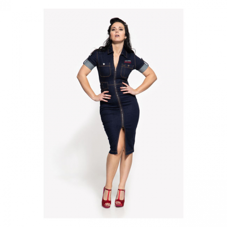 QUEEN KEROSIN SPEEDWAY WORKWEAR DRESS DARK BLUE