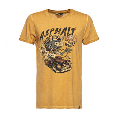 KING KEROSIN ASPHALT MONSTER T-SHIRT OILWASHED CURRY