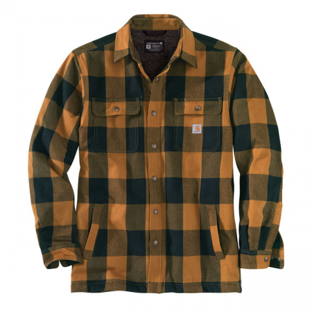 CARHARTT SHERPA LINED FLANNEL PLAID SHIRT CARHARTT BROWN