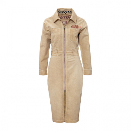 QUEEN KEROSIN WORKWEAR PENCILDRESS BEIGE OIL WASH