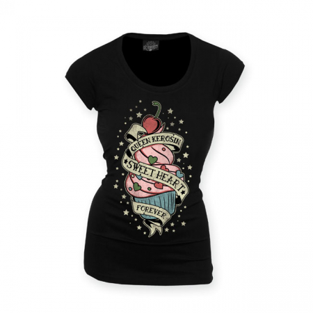 SWEET HEART LONG SHIRT, BLACK, S