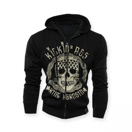 ZIP HOODIE KICKIN ASS, BLACK, S