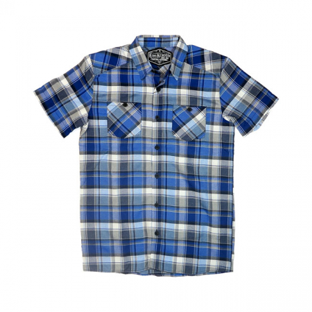 KING KEROSIN CHECKERED PLAID SHIRT BLUE