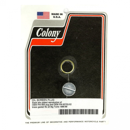 COLONY, OEM STYLE SLOTTED PLUG OIL SCREEN CRANKCASE. ZINC