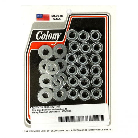 COLONY, SHOVEL ROCKER BOX TOP NUT KIT. ZINC, OEM STYLE