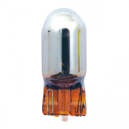 LIGHT BULB #194. 12V 5W. AMBER GLASS/CHROME