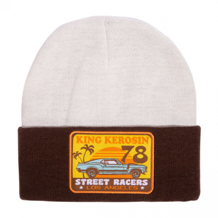 KING KEROSIN STREET RACERS BEANIE BROWN/WHITE