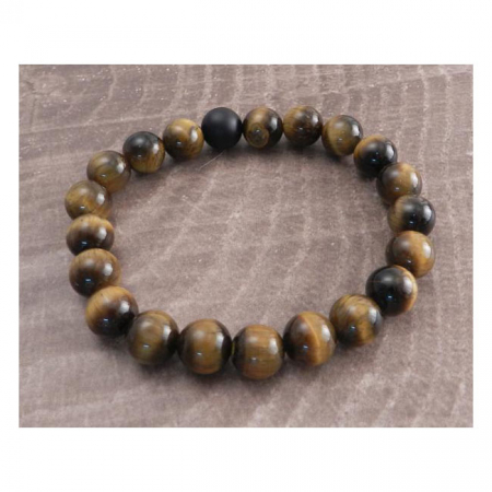 AMIGAZ TIGER EYE STONE STRETCH BRACELET BROWN