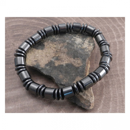 AMIGAZ HEMATITE MAGNETIC BEADED STRETCH BRACELET