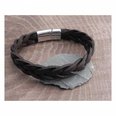 AMIGAZ BRAIDED BRACELETT WITH BAR CLAMP BROWN