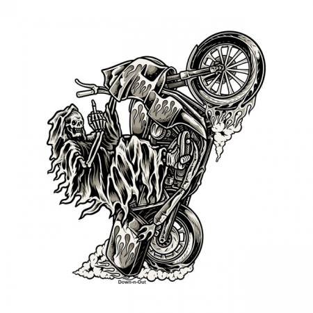 DOWN-N-OUT WHEELY REAPER STICKER