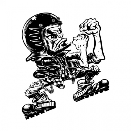 DOWN-N-OUT FIGHTING BIKER STICKER