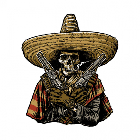 DOWN-N-OUT BANDIDO SKULL STICKER