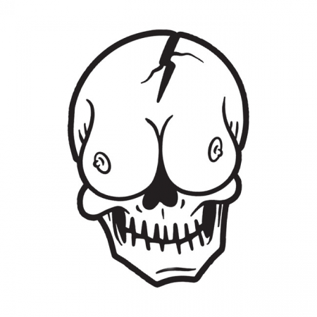 DOWN-N-OUT SKULL BOOB STICKER