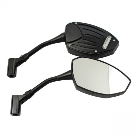 BLACK WING MIRROR SET, LED RUNNING LIGHT