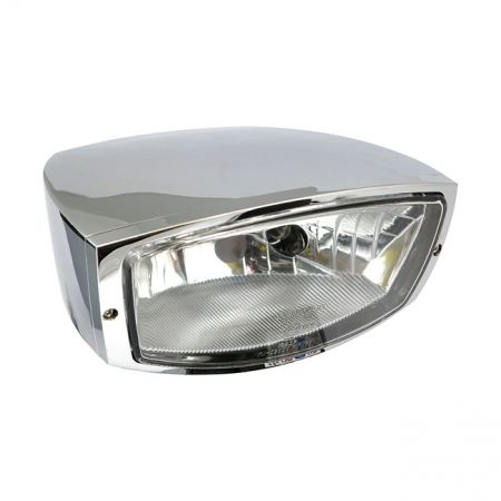 OREGON H4 HEADLAMP. BOTTOM MOUNT. CHROME