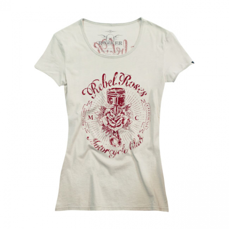 ROKKER REBEL ROSES LADIES T-SHIRT WHITE