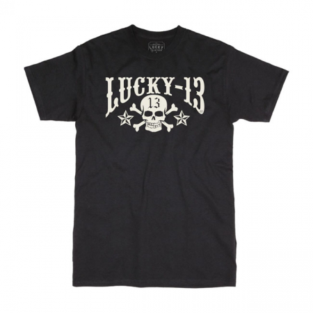 LUCKY 13 SKULL STARS T-SHIRT BLACK