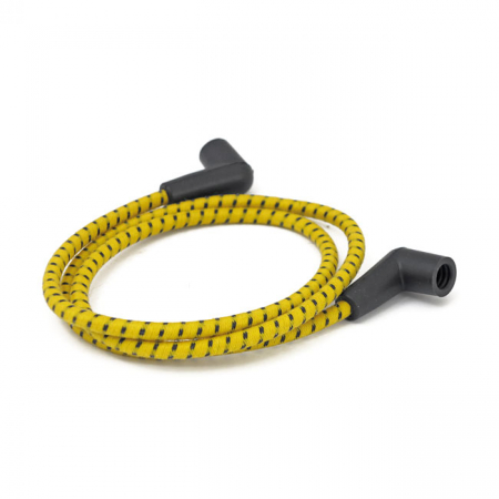 UNIVERSAL 40" SPARK PLUG WIRE SET. COTTON CLOTH,YELLOW/BLACK