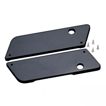 COVINGTONS, SADDLEBAG LATCH COVER SET. SMOOTH. BLACK