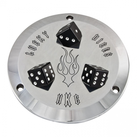 HELLS KITCHEN CHOPPERS, DERBY COVER LUCKY DICE. POLISHED