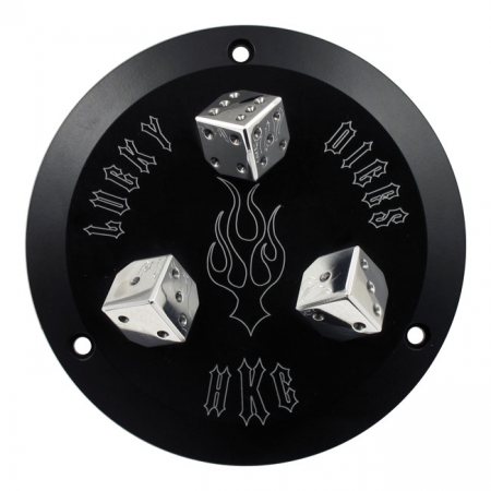 HELLS KITCHEN CHOPPERS, DERBY COVER LUCKY DICE. BLACK