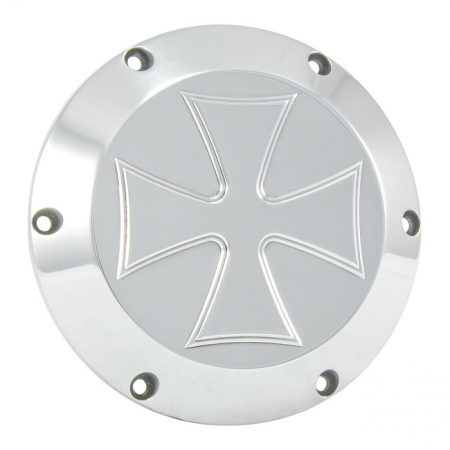 HELLS KITCHEN CHOPPERS, DERBY COVER MALTESE CROSS. POLISHED