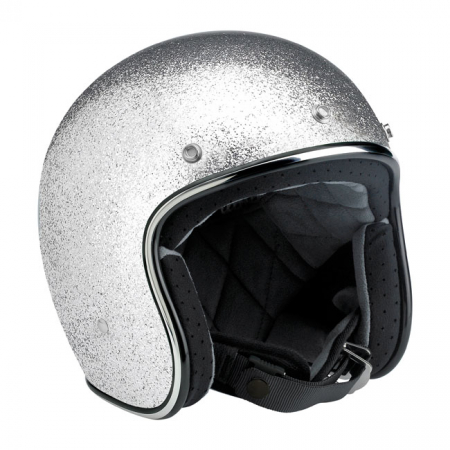 BILTWELL BONANZA HELMET BRITE SILVER MEGAFLAK