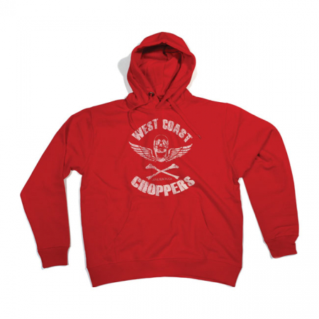 WCC VINTAGE HOODIE, RETRO SKULL, RED