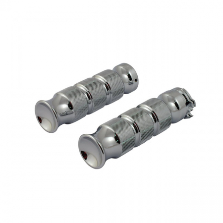 KNURLED FLARE-TIP BILLET GRIPS, CHROME