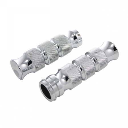 KNURLED FLARE-TIP BILLET GRIPS, CHROME