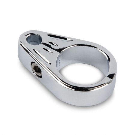 GROOVED BILLET CABLE CLAMP, CHROME