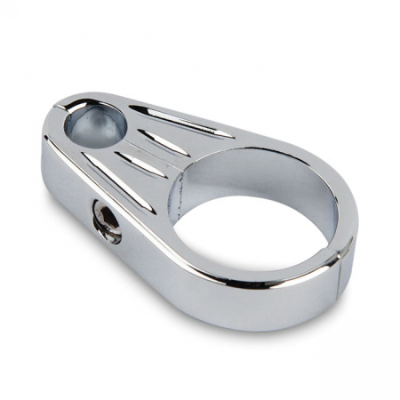 GROOVED BILLET CABLE CLAMP, CHROME