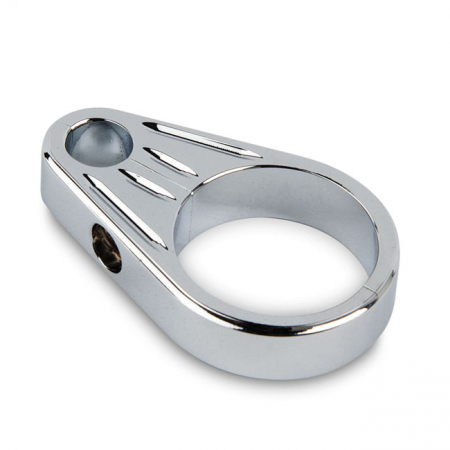 GROOVED BILLET CABLE CLAMP, CHROME