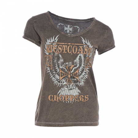 WCC BORN TO RIDE LADIES T-SHIRT BROWN