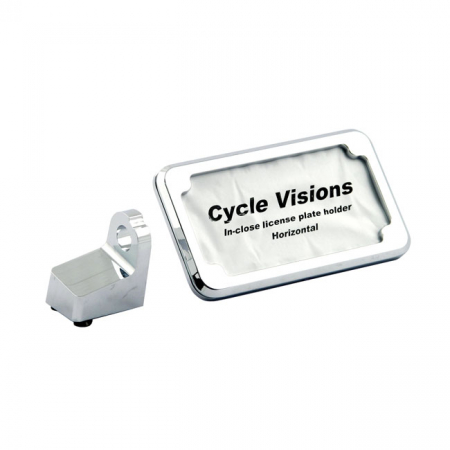 CYCLE VISIONS INCLOSE LICENSE PLATE HOLDER VERTICAL. CHROME