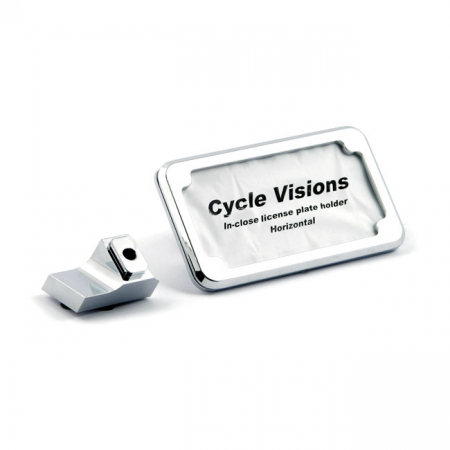 CYCLE VISIONS INCLOSE LICENSE PLATE HOLDER VERTICAL. CHROME