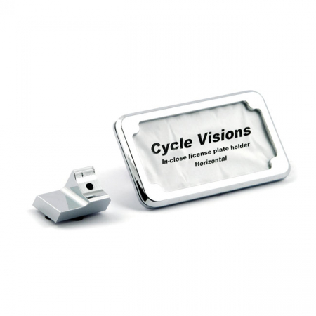 CYCLE VISIONS INCLOSE LICENSE PLATE HOLDER HORIZONTAL.CHROME