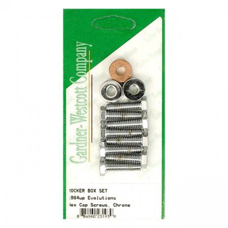 GW, ROCKER BOX TOP BOLT KIT. HEX, CHROME