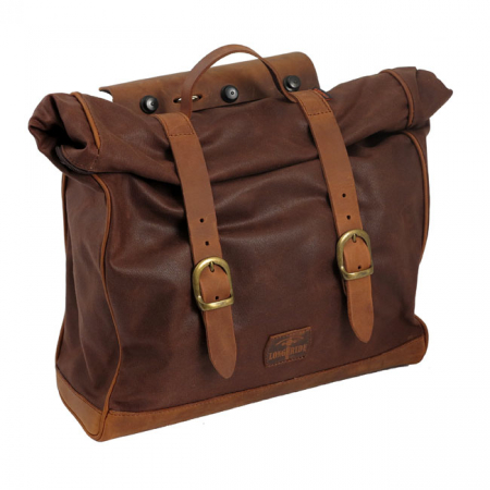 LONGRIDE, 'OLD CHOPPER' WAXED COTTON SADDLEBAG. MARRON BROWN