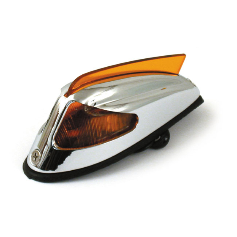 50-57 STYLE FRONT FENDER LIGHT. CHROME, AMBER LENS NOSTALGIC 12 VOLT F 511910
