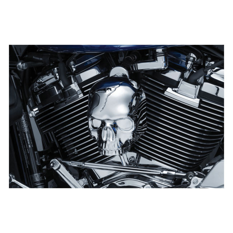 KURYAKYN, SKULL HORN COVER. CHROME CHROME. DIRECT FIT OVER THE STOCK L 567609