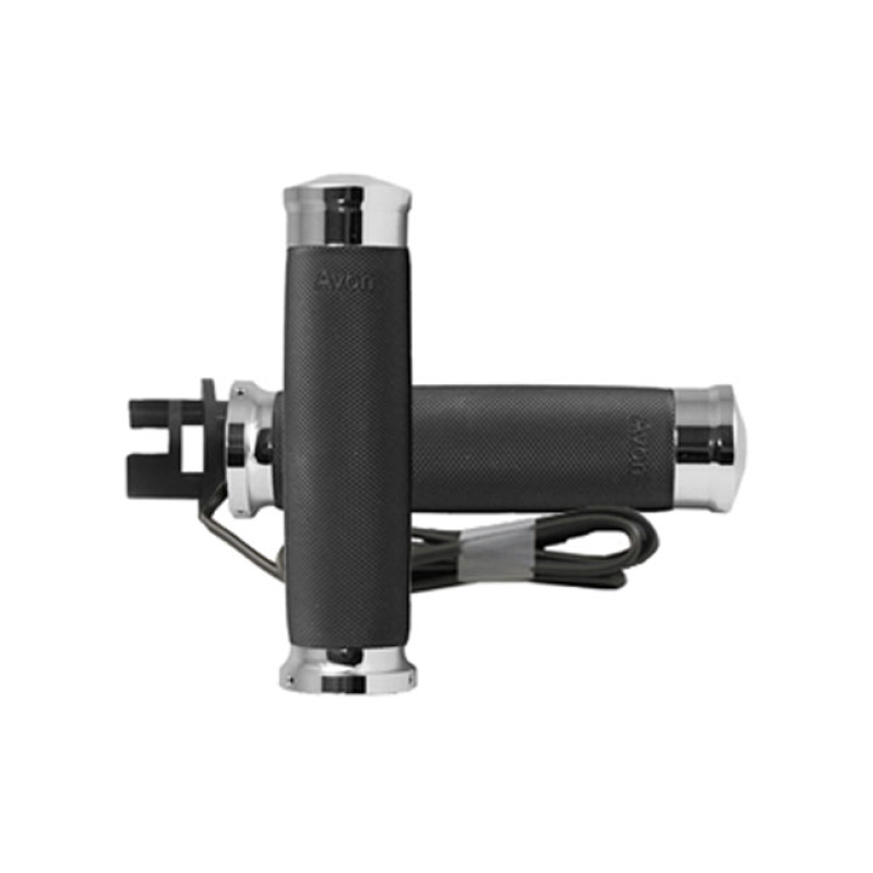 AVON CUSTOM CONTOUR GRIPS, HEATED, CHROME HEATED GRIPS CONTROLLED WITH 924256