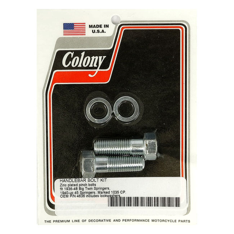 COLONY SPRINGER HANDLEBAR PINCH BOLTS ZINC; REPRODUCTION; INCL. WASHER 929845